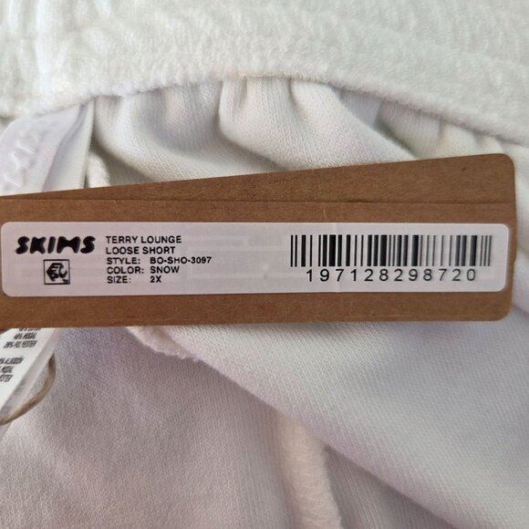Skims US Womens Sz 2X Snow Terry Lounge Shorts Loose Fit Cotton/Modal Blend NEW - Picture 3 of 9